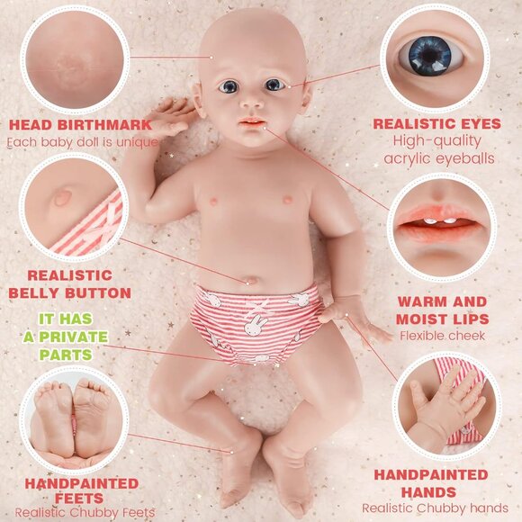 🆕21 inch Full Body Silicone Baby Dolls Girl with Clothes & Feeding Accessories - Picture 6 of 9